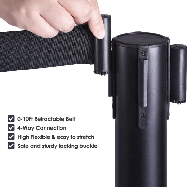 0-10Ft Retractable Belt； 4-Way Connection； High Flexible & easy to stretch； Safe and sturdy locking buckle；